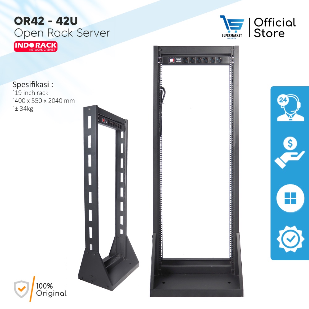 Jual INDORACK Rack Server Open Rack 42U OR42 19 inch Series | Shopee ...