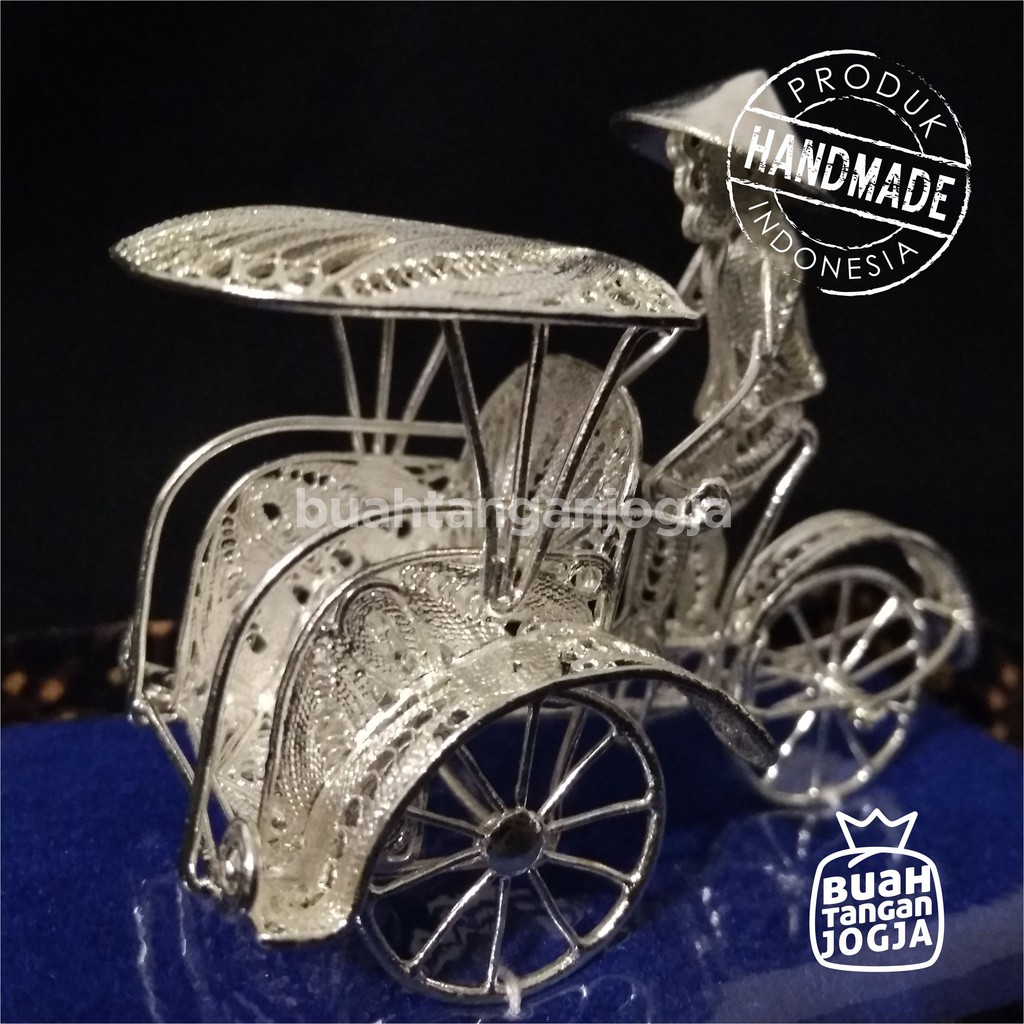 Jual Miniatur Becak Lapis Perak Kerajinan Khas Kotagede Jogja Besar Shopee Indonesia 