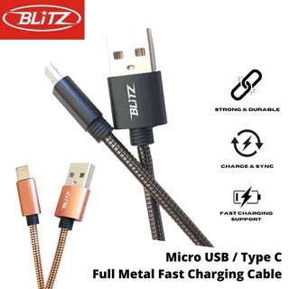 BLiTZ Kabel Data Charger Full Metal Micro USB / Type C Fast Charging up to 2.4A