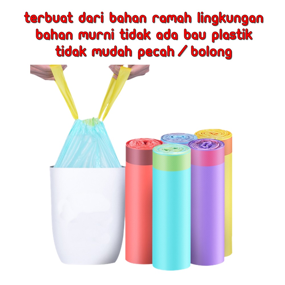 Jual Kantong Sampah Roll 45x50cm Dengan Tali Plastik Gulung Roll 15 Lembar Plastik Sampah 8368