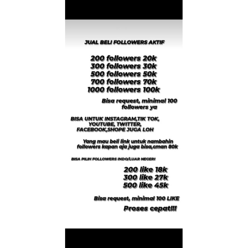 Jual JUAL BELI FOLLOWERS,LIKE DAN VIWERS Shopee Indonesia