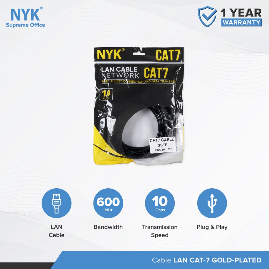 NYK Kabel Internet/ethernet LAN Cat 7 GOLD PLATE COD (2)