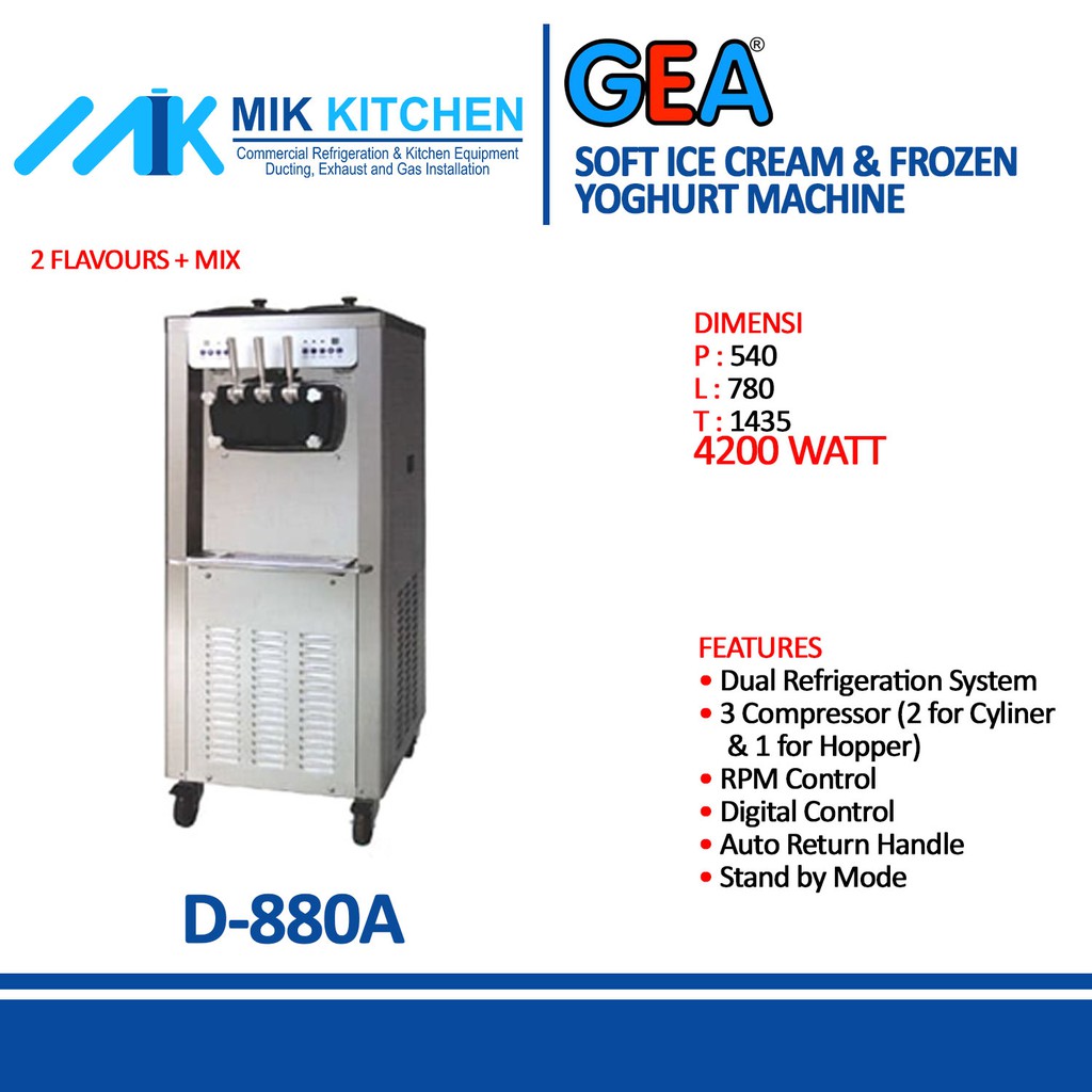 Jual GEA D 880A Soft Ice Cream Frozen Yoghurt Machine 2 Flavour Mix 3 Compressor Shopee Indonesia