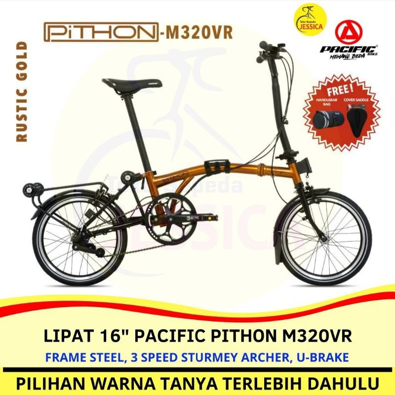Jual Sepeda Lipat 16 inch Pacific Pithon - Phyton Lipat 3 Trifold ...