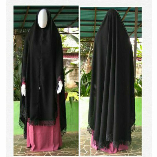 Jual JILBAB RENDA (pd 130 pb 150) JETBLACK | Shopee Indonesia