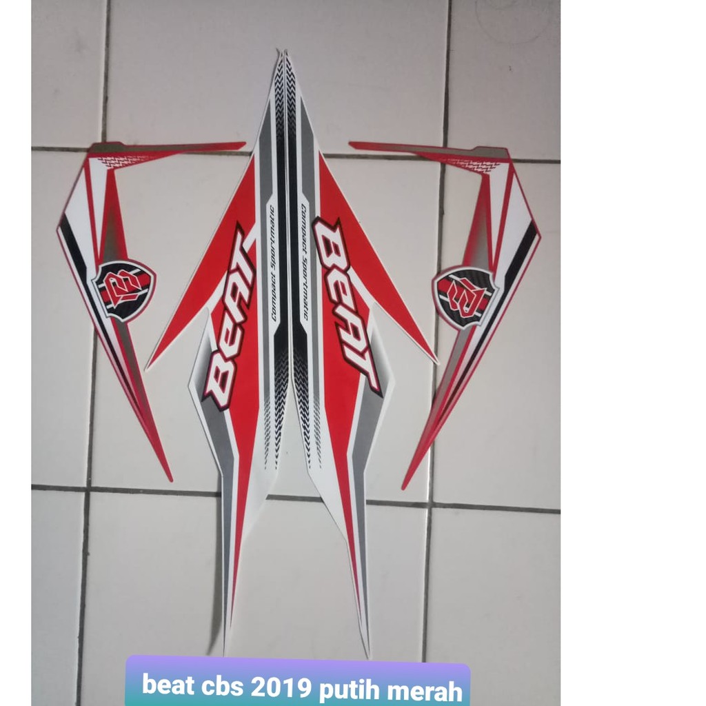 Jual stiker striping honda beat cbs 2019 putih merah | Shopee Indonesia