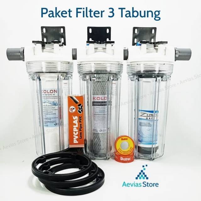 Jual Filter Air Saringan Air PDAM, PAM, Sumur, 3 Tabung 3 Tahap, 10
