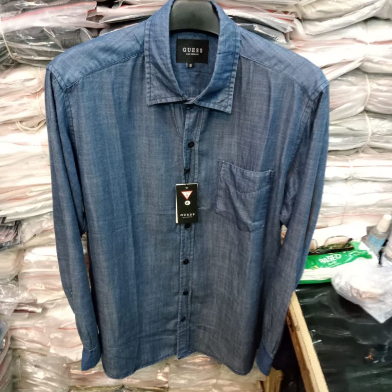 Jual KEMEJA PANJANG PRIA GUESS IMPORT ORIGINAL KEMEJA POLOS
