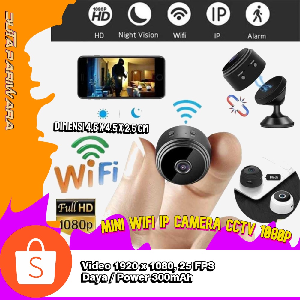 Jual Mini WiFi IP Camera CCTV HD 1080P Baterai Lithium 300mAh | Shopee ...