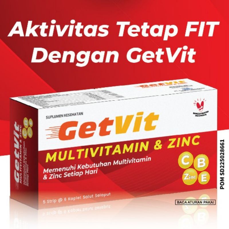 Jual GetVit Multivitamin & ZINC / suplemen kesehatan / daya tahan tubuh
