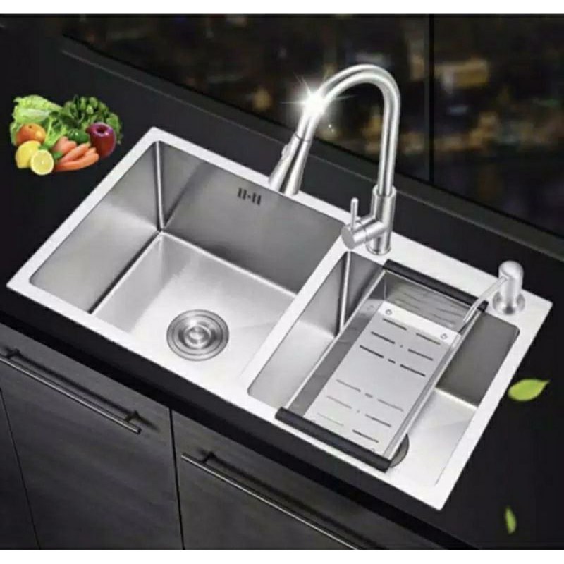Paket Komplit Kitchen sink stainless SUS 304 ONAN 8245 ORIGINAL /kitchen sink stainless 8245