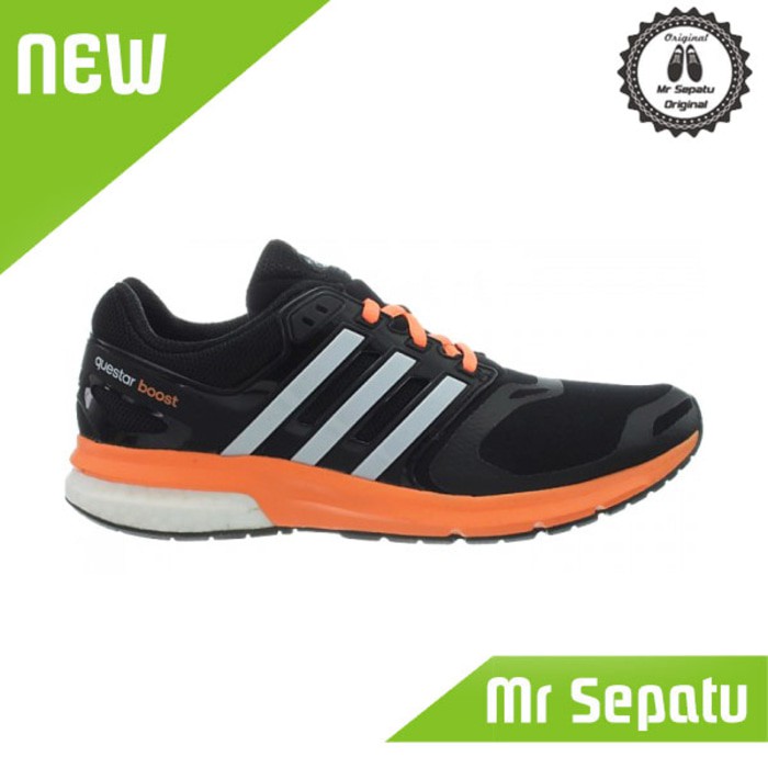 Jual Diskon Sepatu Running Original Adidas Questar Boost Black Orange BNWB Shopee Indonesia