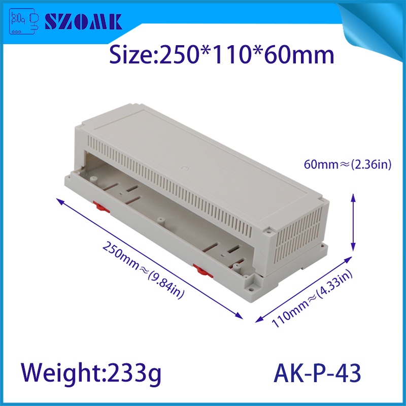 Jual AK-P-43 250X110X60mm Kotak PLC Box Case Din Rail Enclosure 2Side ...