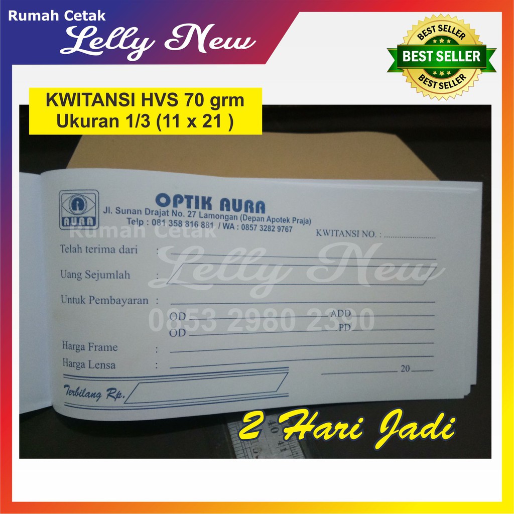 Jual KWITANSI / NOTA HVS 70 GRM UKURAN 1/3 ( 11 X 21 CM) | Shopee Indonesia