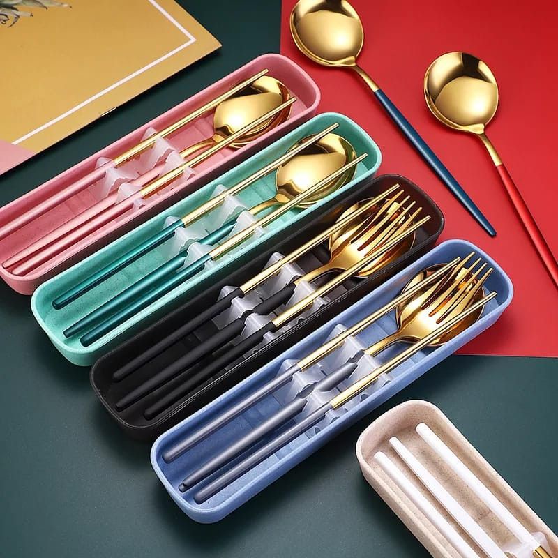Jual SENDOK SET STAINLESS STEEL GOLD SUS304 KOREAN ROVIGO CUTERLY ...