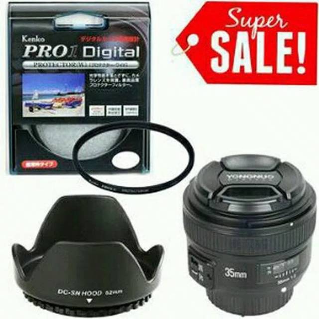 Jual Lensa Yongnuo YN35/YN 35mm F/2 For Nikon Free UV Filter + Lenshood ...