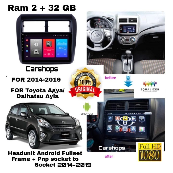 Jual Headunit Android Inch Ram Gb Toyota Agya Ayla Frame Kabel