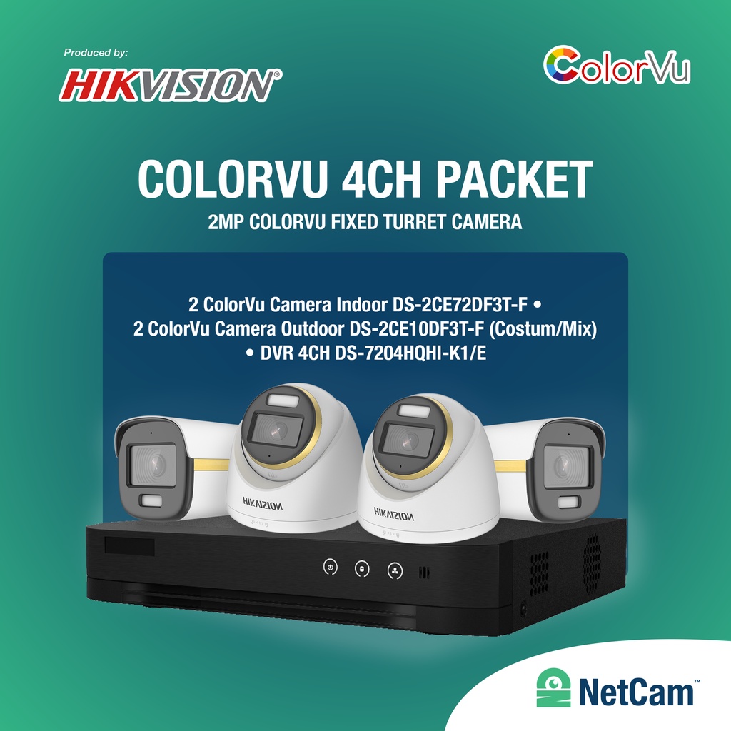 Jual PAKET CCTV HIKVISION FULLCOLOR COLORVU 2MP 4CHANNEL 1080P CCTV ...