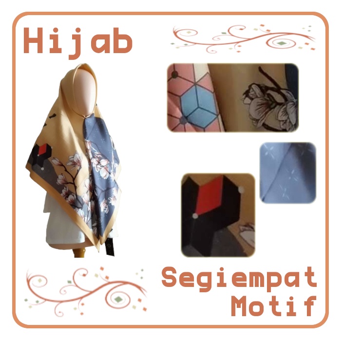 Jual Hijab Segiempat Motif tipe Jilbab Segi Empat Motif modelnya untuk