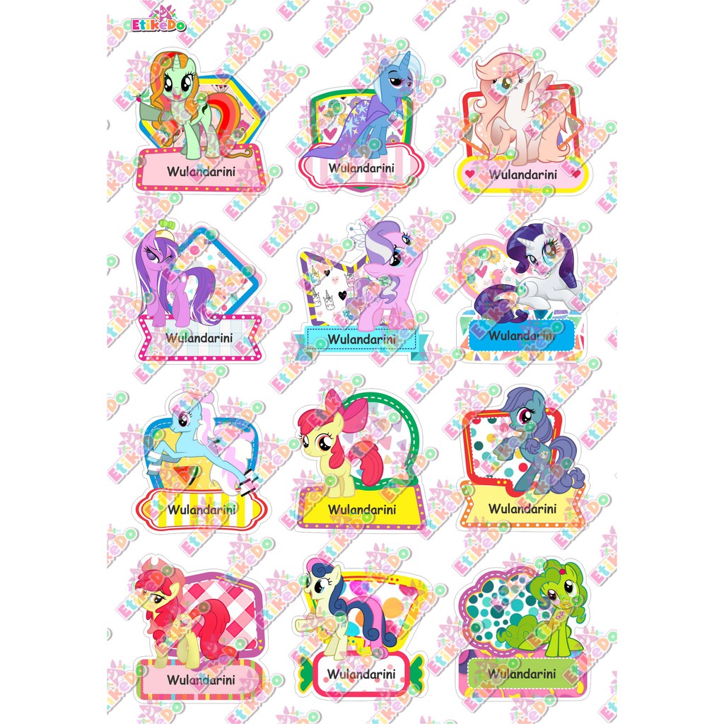 Jual LABEL NAMA LITTLE PONY 48 STIKER-ANTI AIR/ROBEK/LUNTUR -2 Nama ...