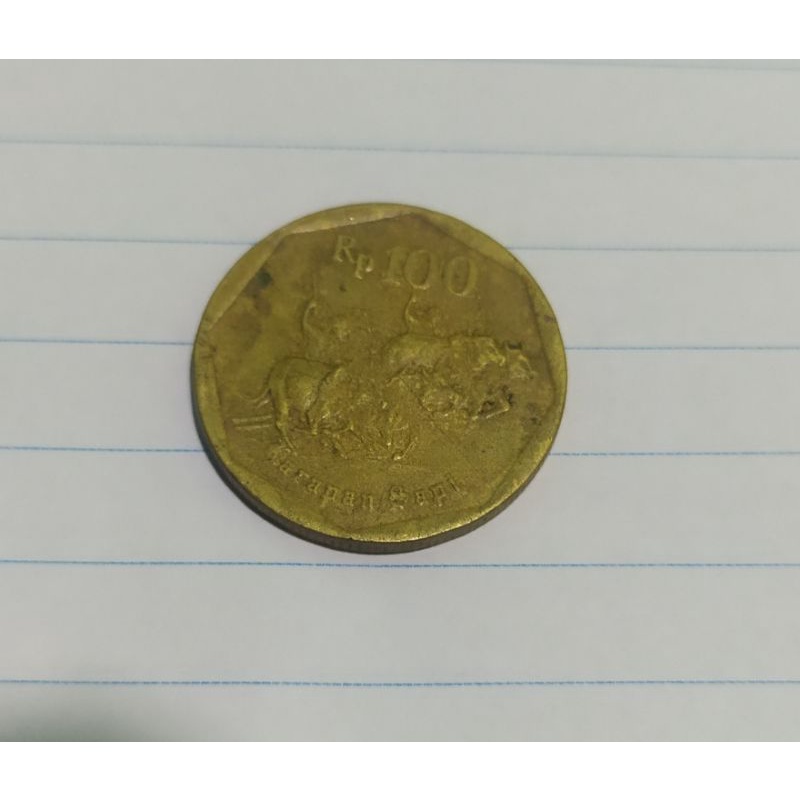 Jual Uang koin 100 rupiah jadul kuno antik karapan sapi tahun 1996
