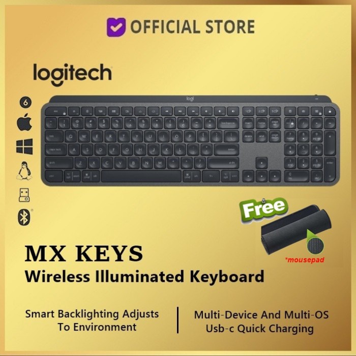 Jual Logitech Mx Keys Wireless Illuminated Keyboard Bluetooth Multi ...