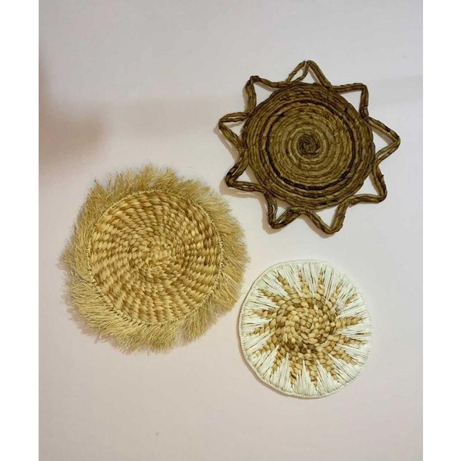 Jual Walldecor hiasan dinding etnik anyaman natural rumbai atau alas ...