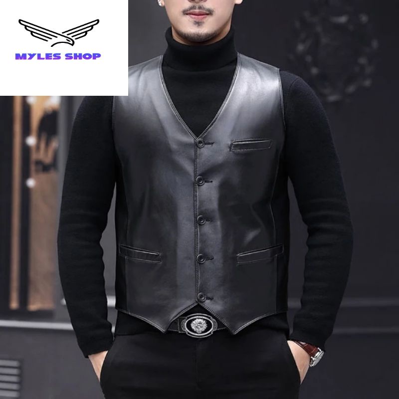 Jual rompi pria kulit sintetis kerah v | Shopee Indonesia