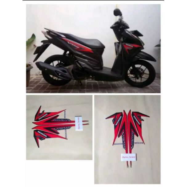 Jual STIKER STRIPING LIS BODY VARIO TECHNO 125 LED 2015 FI HITAM MERAH