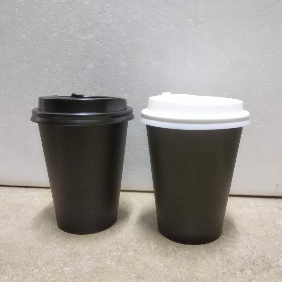 Jual Black Paper Cup 12oz/Gelas Kertas Hitam 12oz Isi 360ml/Cup Kopi ...