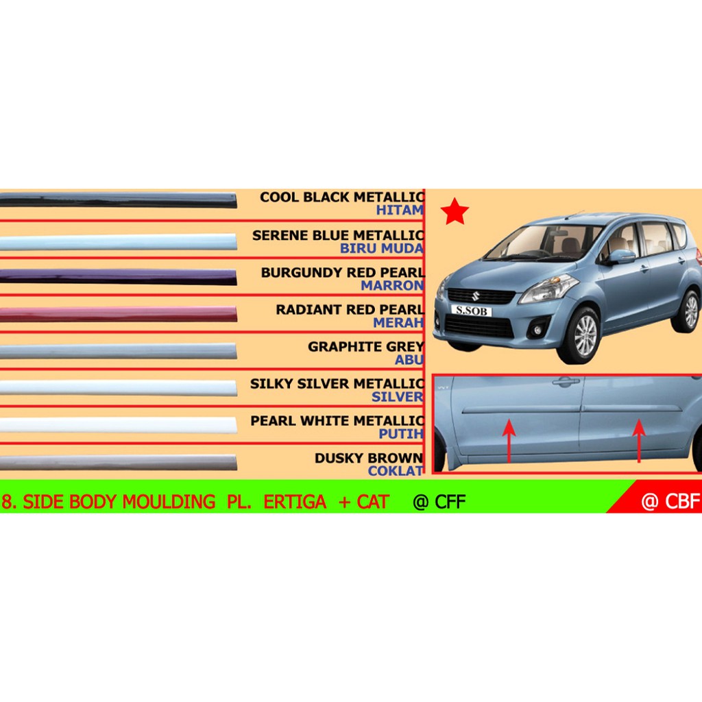 Jual LIST LIS SIDE BODY MOULDING MOLDING PINTU PLATINUM ERTIGA + CAT