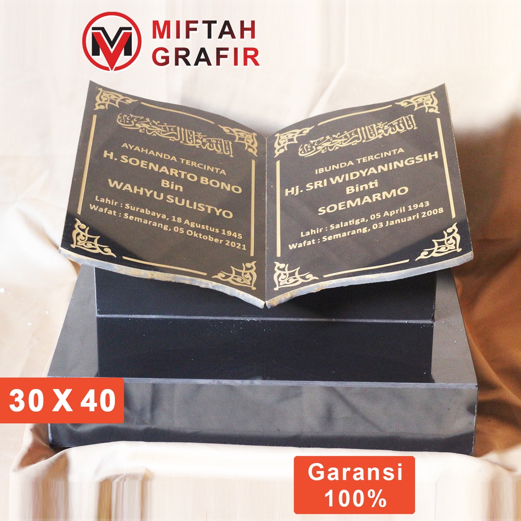 Jual Batu Nisan Granit Model Bentuk Buku Dua Nama Dudukan Maesan Nissan ...