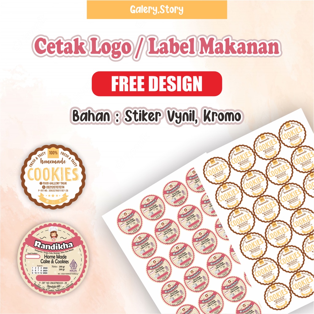 Jual Stiker Label Kemasan Makanan Minuman Kosmetik Min 100 Pcskelipatan Cutting Free Desain 4982