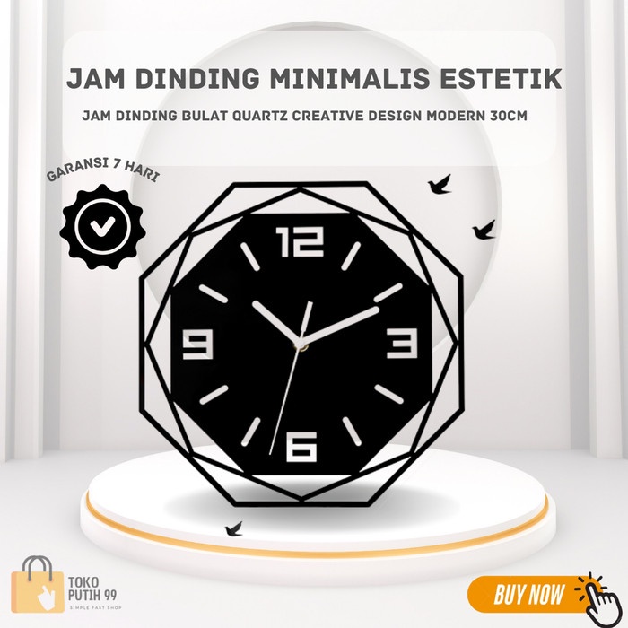 Jual Jam Dinding Estetik Bulat Quartz Design Modern Minimalis 30cm