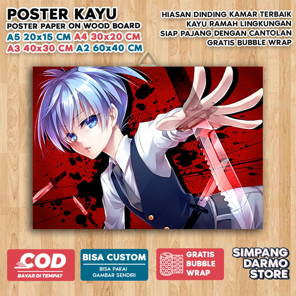 Jual Poster Kayu Assassination Classroom Korosensei Aesthetic Anime