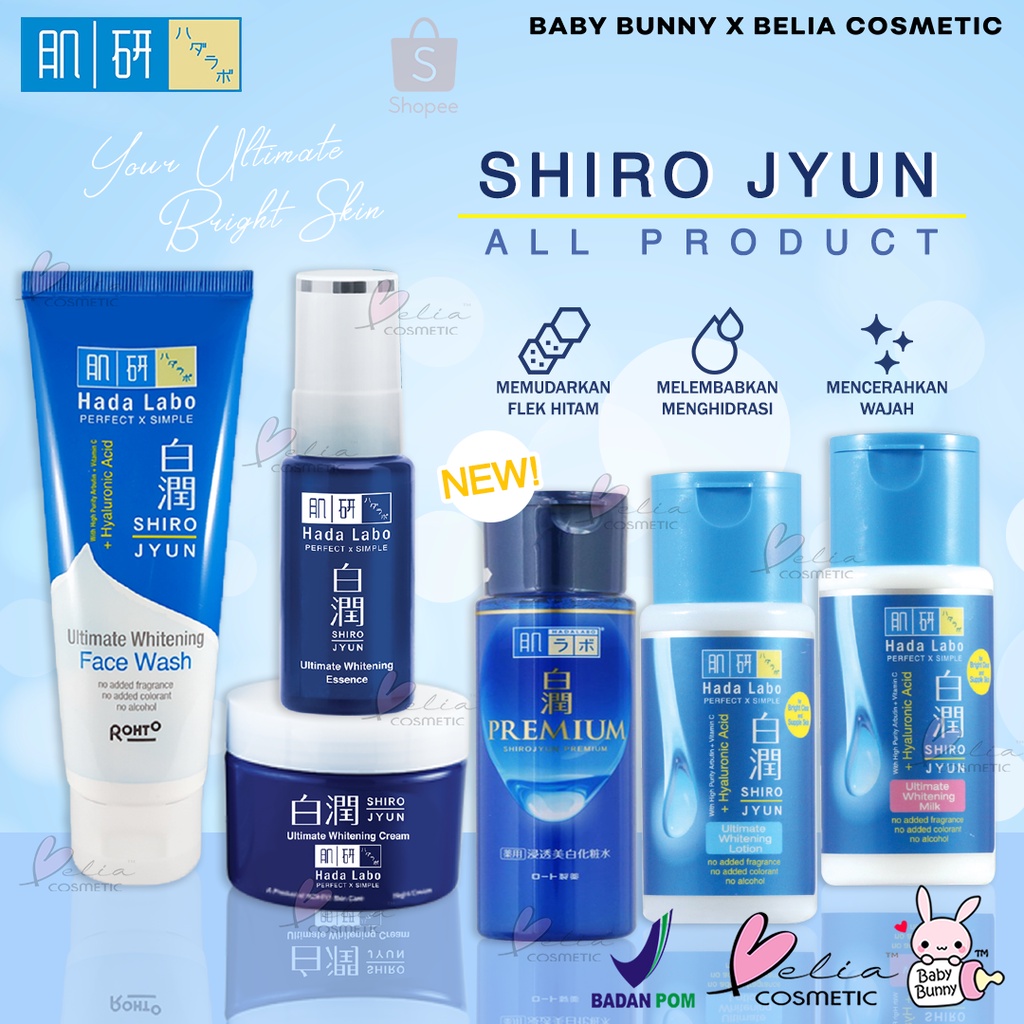 Jual BELIA Hada Labo ShiroJyun Ultimate Whitening Face Wash Lotion Essence Milk Night Cream