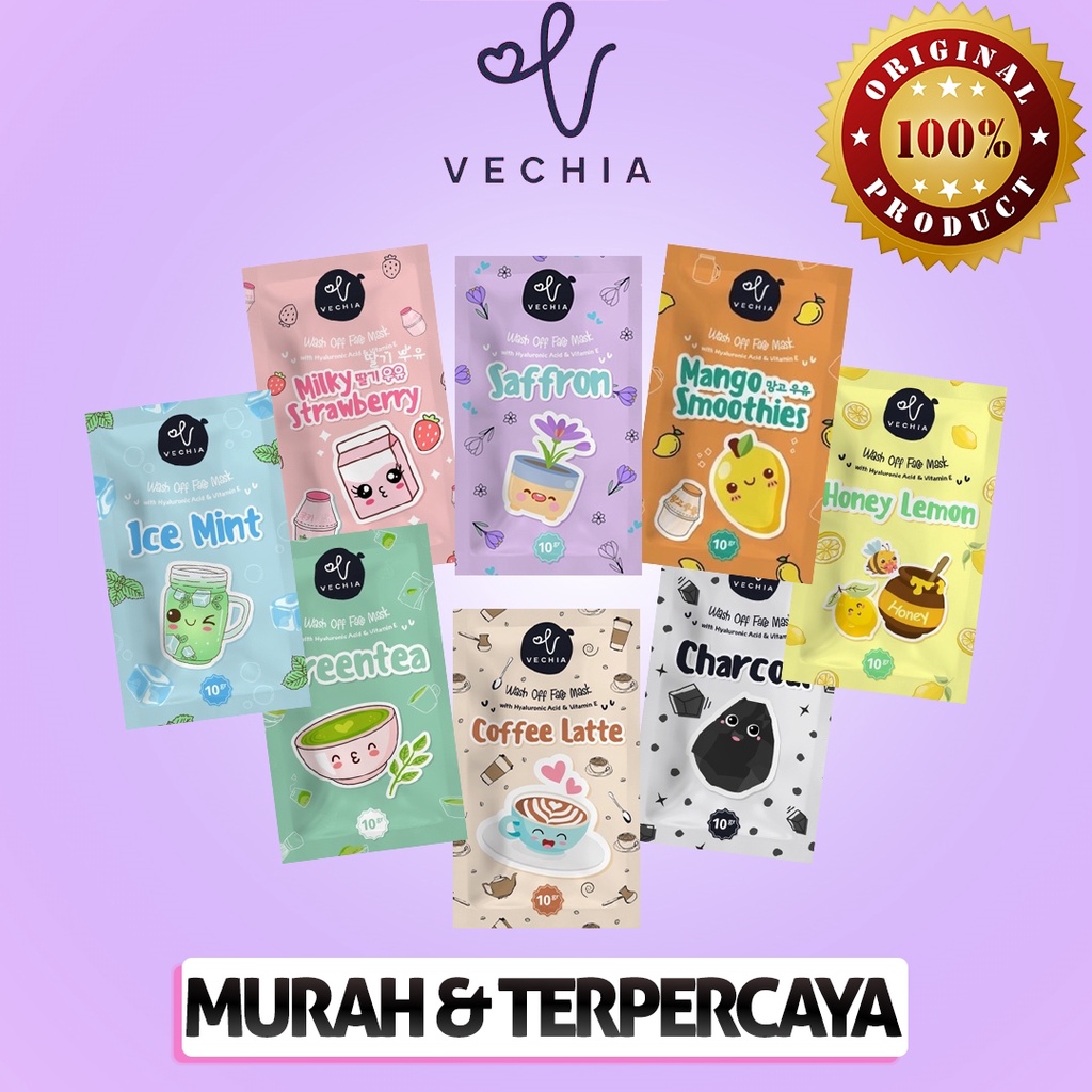Jual Vechia Wash Off Face Mask with Hyaluronic Acid & Vitamin E 10gram