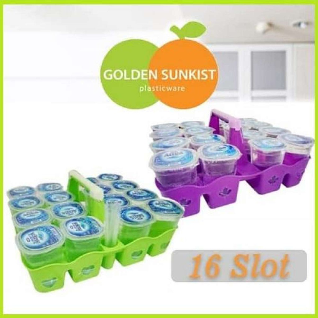 Jual Rak Tempat Minum Aqua Gelas Air Mineral - Golden Sunkist 16 slot ...