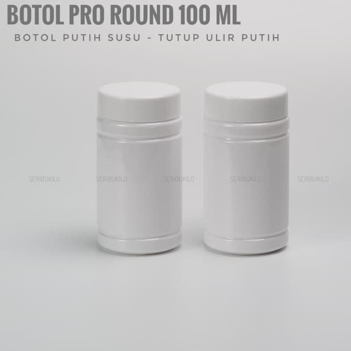 Jual BOTOL PRO ROUND 100 ML PUTIH - TUTUP ULIR PUTIH | Shopee Indonesia