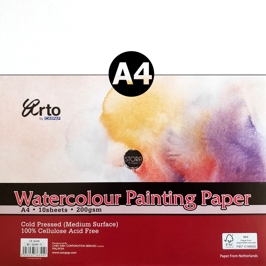 Jual Arto A4 Water Colour Paper Cellulose 200 Gsmlembaran Kertas Gambar Cat Air Watercolor 3636