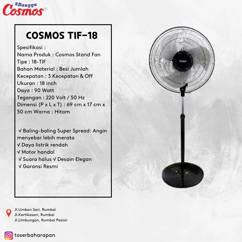 Jual Kipas Angin Berdiri Stand Fan Aluminium Cosmos Inch Tif Garansi Shopee Indonesia