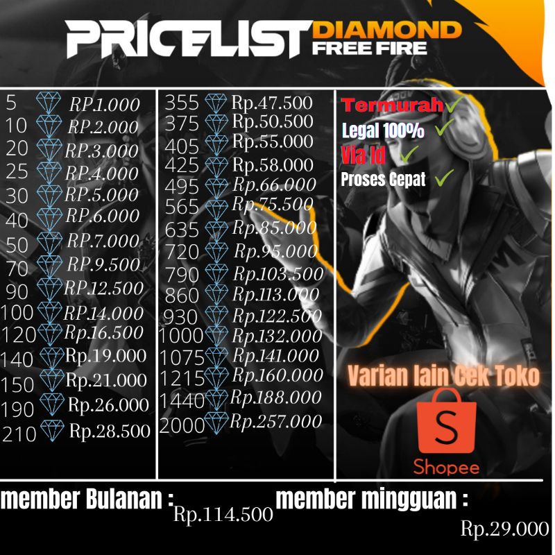 Jual TOP UP DM FF/TOP UP DIAMOND FF/TOP UP DIAMOND MURAH FF/DIAMOND FF ...