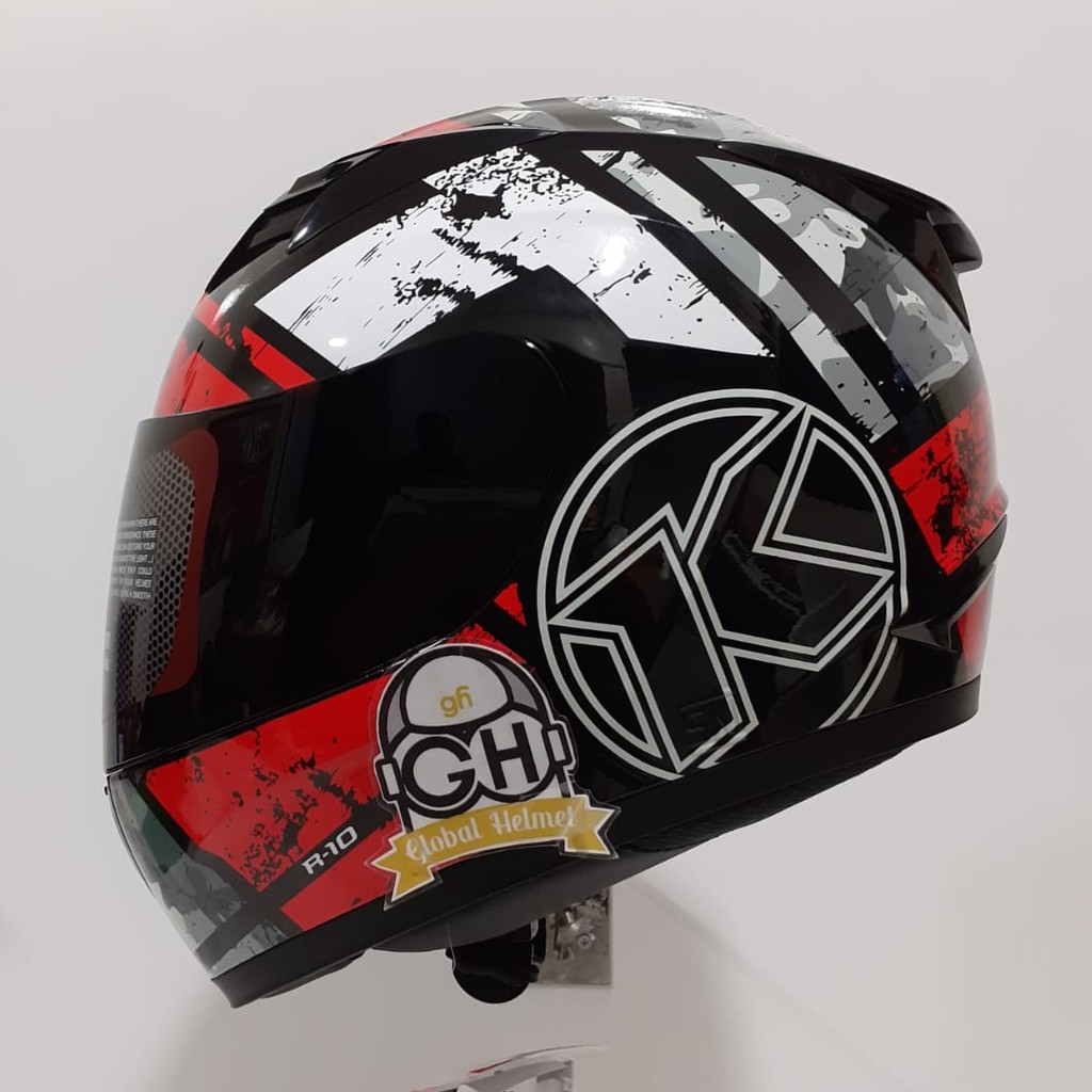 Jual HELM KYT R10 3 BLACK WHITE RED R10 3 KYT R10 SMOKE VISOR