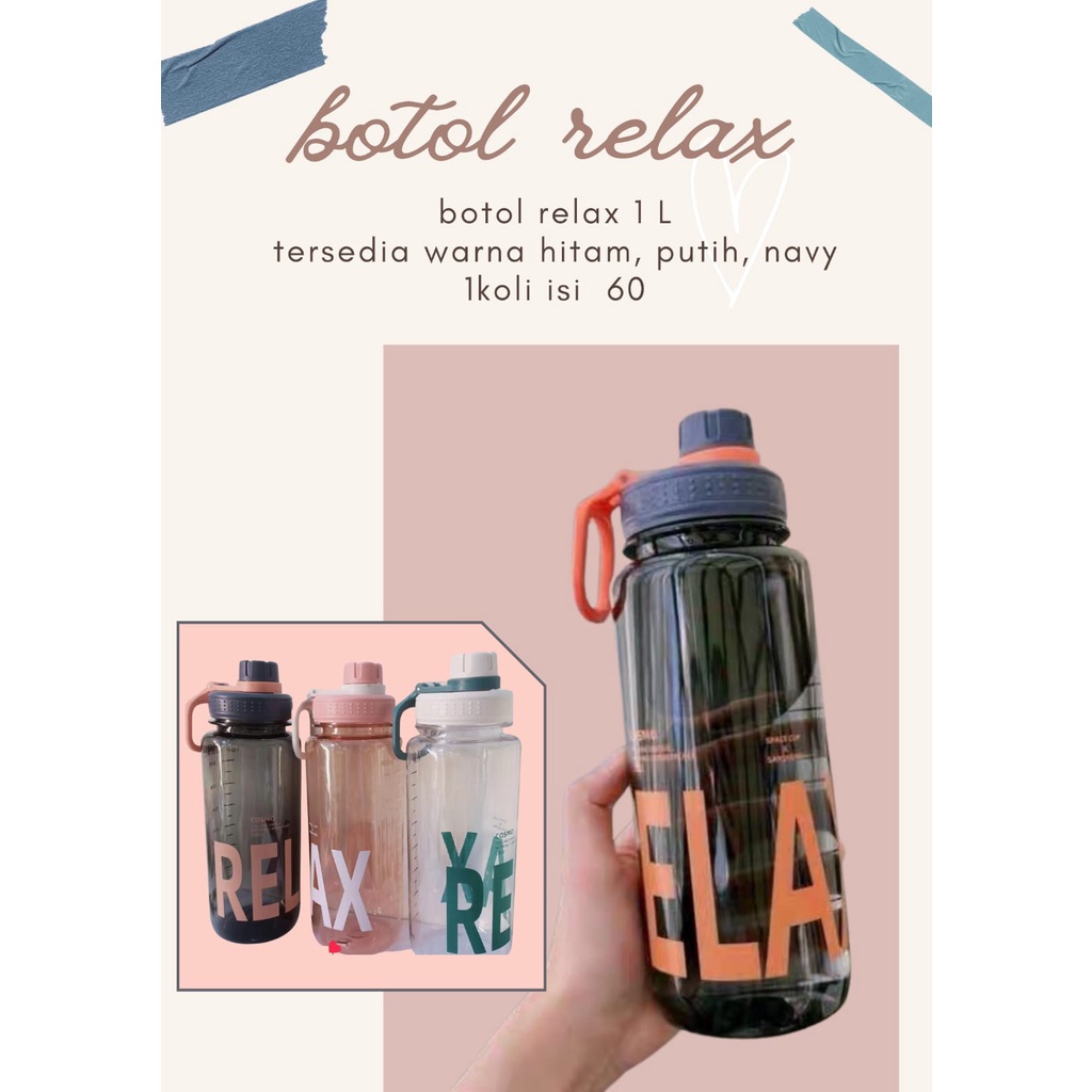 Jual BOTOL MINUM SPORT 1 LITER BOTOL OLAHRAGA RELAX 1000 ML | Shopee ...
