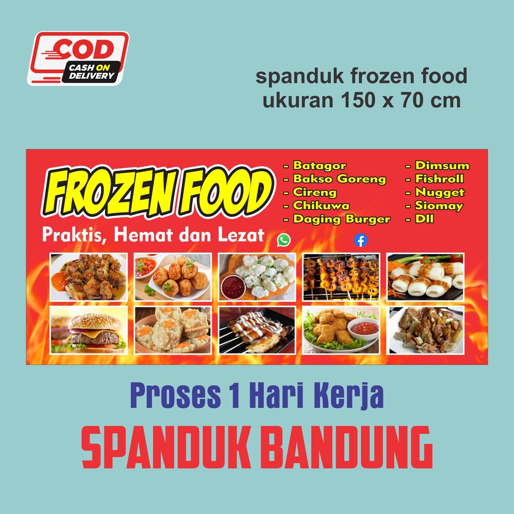 Jual SPANDUK FROZEN FOOD / BANNER FROZEN FOOD BISA COSTUM / SPANDUK