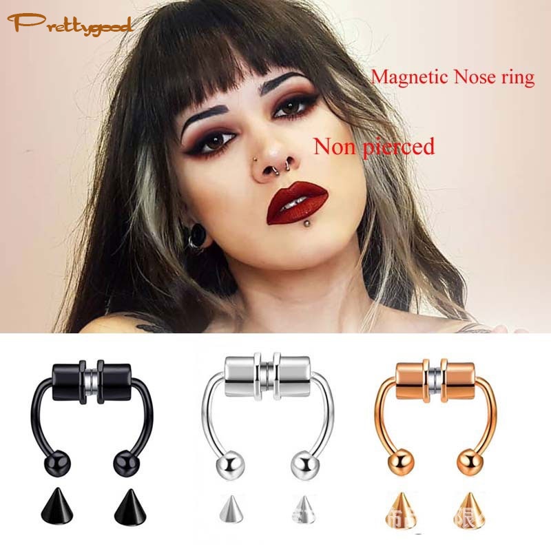 Jual 1 Pc Cincin Tindik Hidung Palsu Bentuk U Bahan Stainless Steel ...
