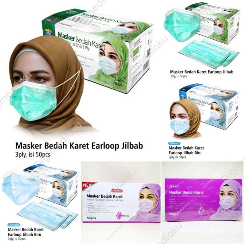 Jual Masker Jilbab Masker Hijab Masker Headloop Bedah Karet Onemed ...