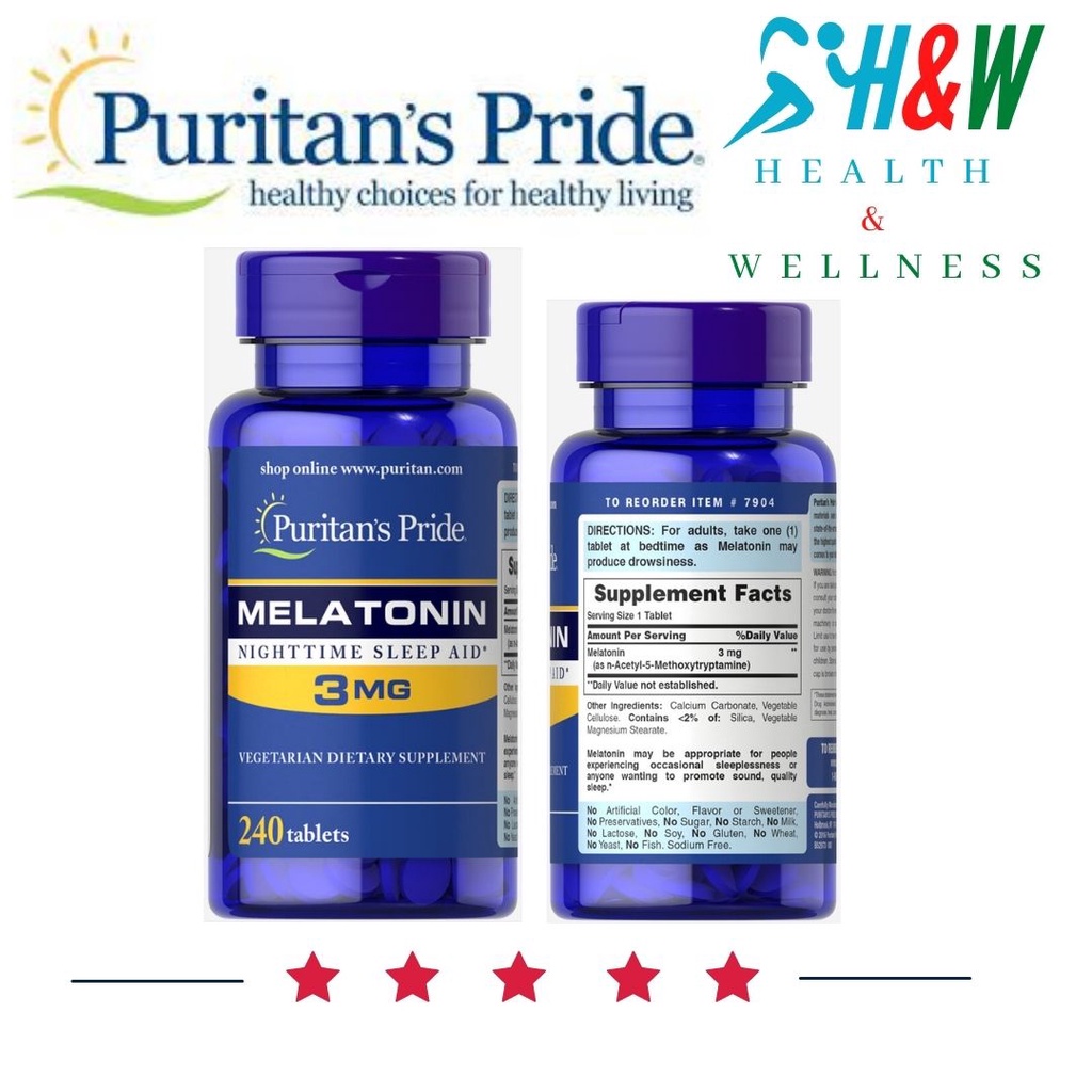 Jual Suplemen Vitamin Puritan Melatonin 3 mg isi 240 Tablets untuk ...