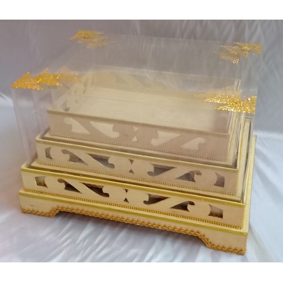 Jual Kotak Seserahan Hantaran Nikah Box Mahar Set Mika Ukir Kaki Hiasan Siku Atau Pita Shopee 2261