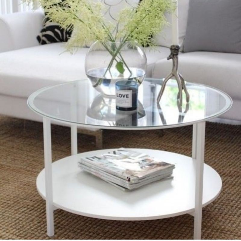 Jual Meja Kaca Ruang Tamu Meja Sofa Meja Bulat | Shopee Indonesia